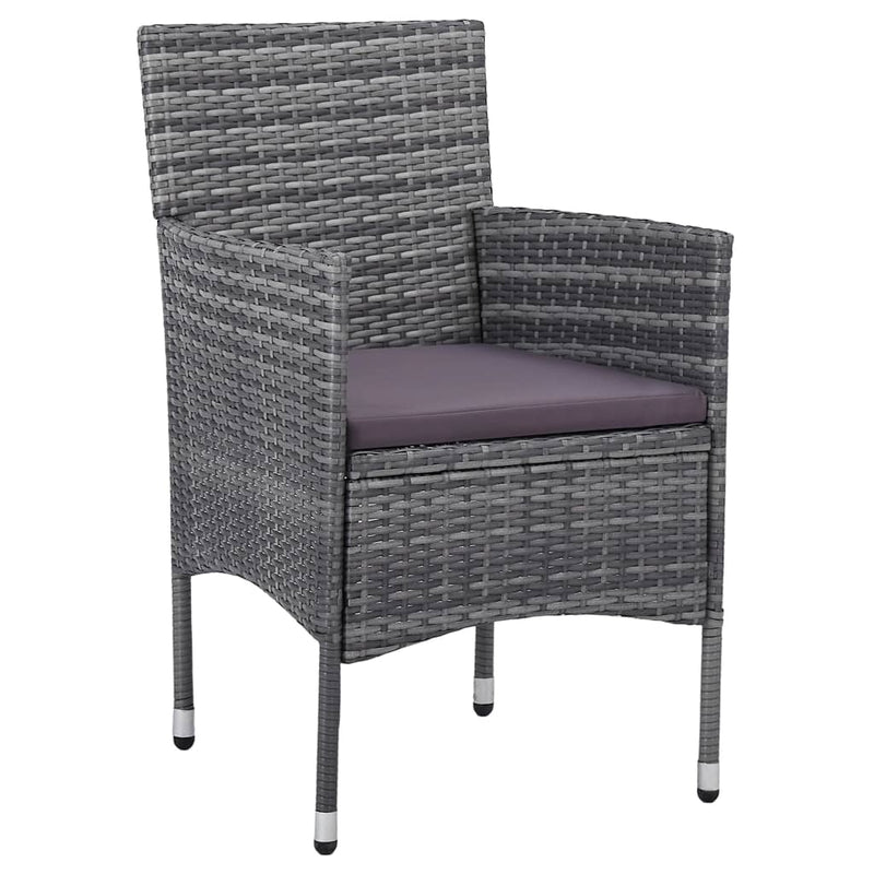 3 Piece Garden Dining Set Poly Rattan Grey