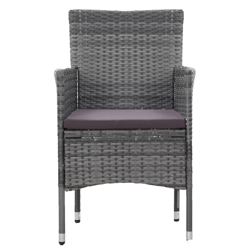 3 Piece Garden Dining Set Poly Rattan Grey