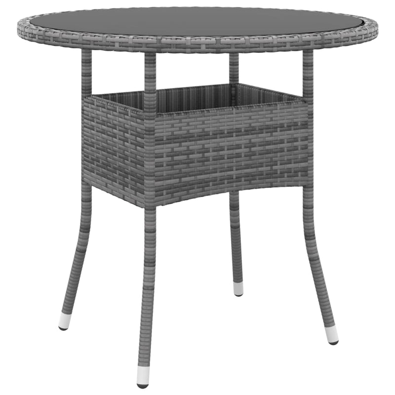 3 Piece Garden Dining Set Poly Rattan Grey