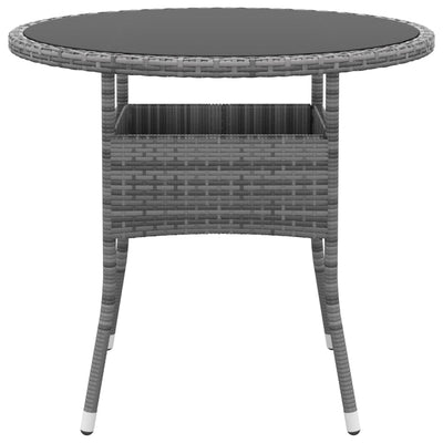 3 Piece Garden Dining Set Poly Rattan Grey