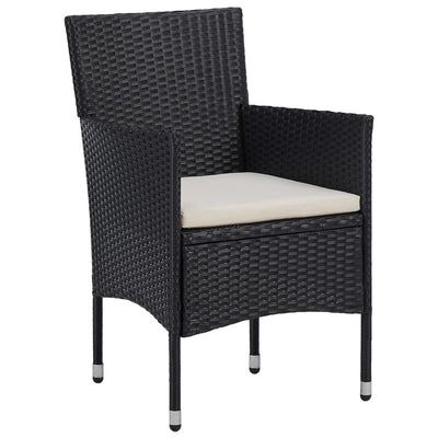 3 Piece Garden Dining Set Poly Rattan Black