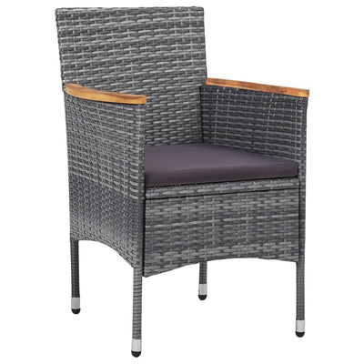 3 Piece Garden Dining Set Poly Rattan Grey