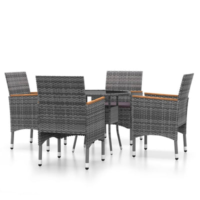 5 Piece Garden Dining Set Poly Rattan Grey