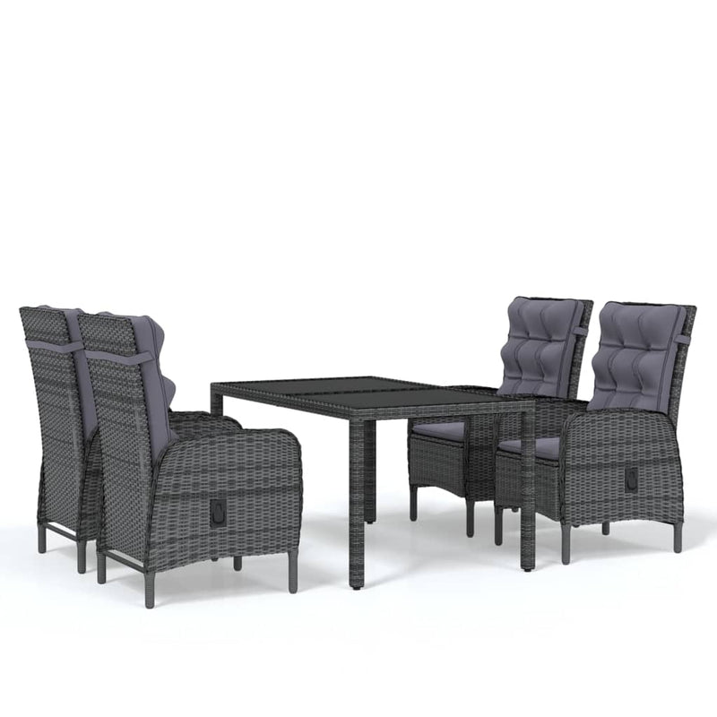 5 Piece Garden Dining Set Poly Rattan Grey