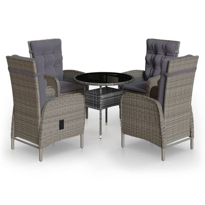 5 Piece Garden Bistro Set Poly Rattan Grey