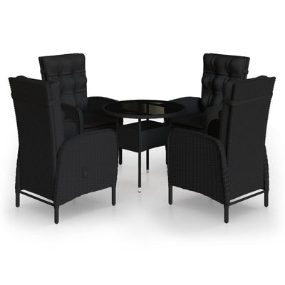 5 Piece Garden Bistro Set Poly Rattan Black