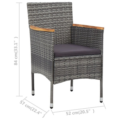 11 Piece Garden Dining Set Poly Rattan Grey