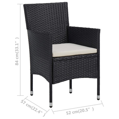 11 Piece Garden Dining Set Poly Rattan Black