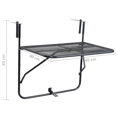 Balcony Table Black 60x40 cm Steel