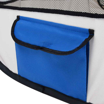 Foldable Dog Playpen with Carrying Bag Blue 145x145x61 cm