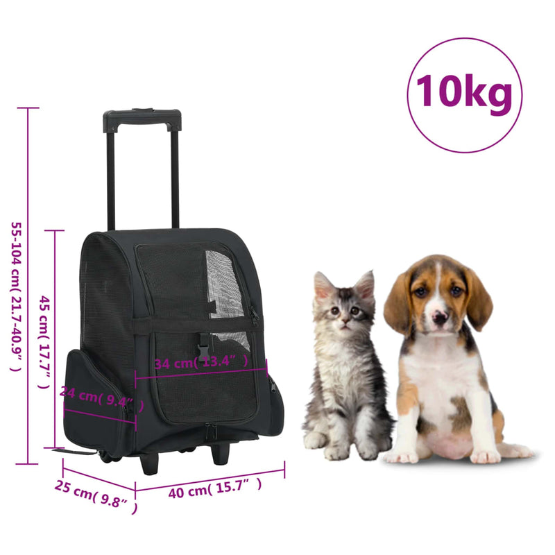 Foldable Multipurpose Pet Trolley Black