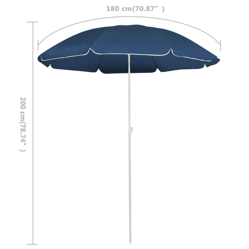 Garden Parasol with Steel Pole Blue 180 cm