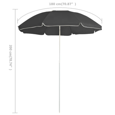 Garden Parasol with Steel Pole Anthracite 180 cm