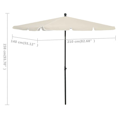 Garden Parasol with Pole 210x140 cm Sand