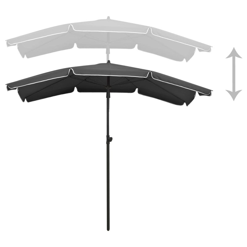 Garden Parasol with Pole 200x130 cm Anthracite