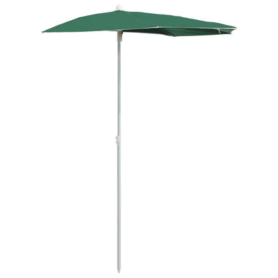 Garden Half Parasol with Pole 180x90 cm Green