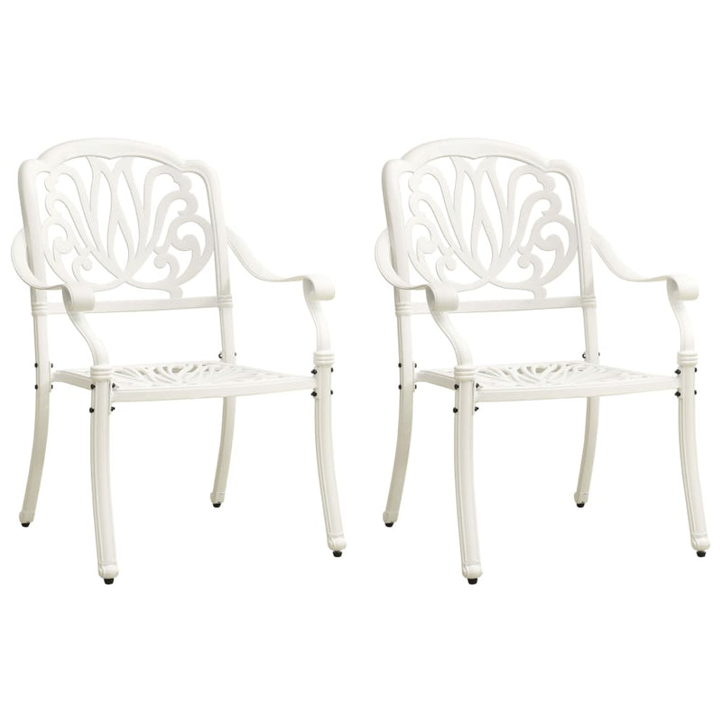 Garden Chairs 2 pcs Cast Aluminium White