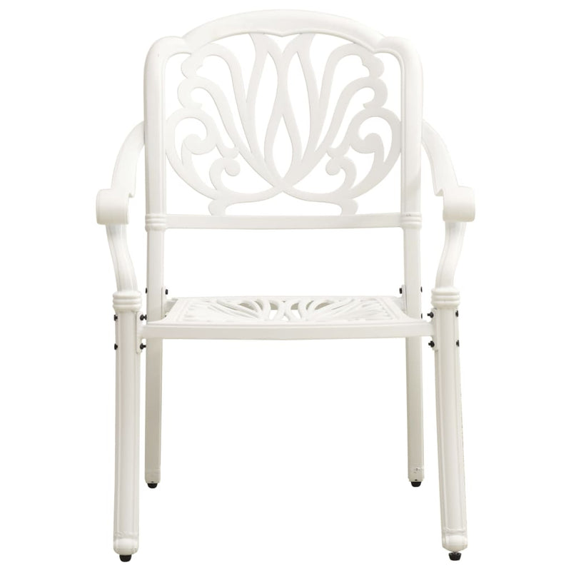 Garden Chairs 2 pcs Cast Aluminium White