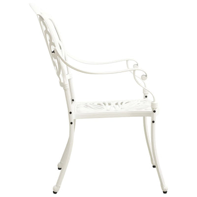 Garden Chairs 2 pcs Cast Aluminium White