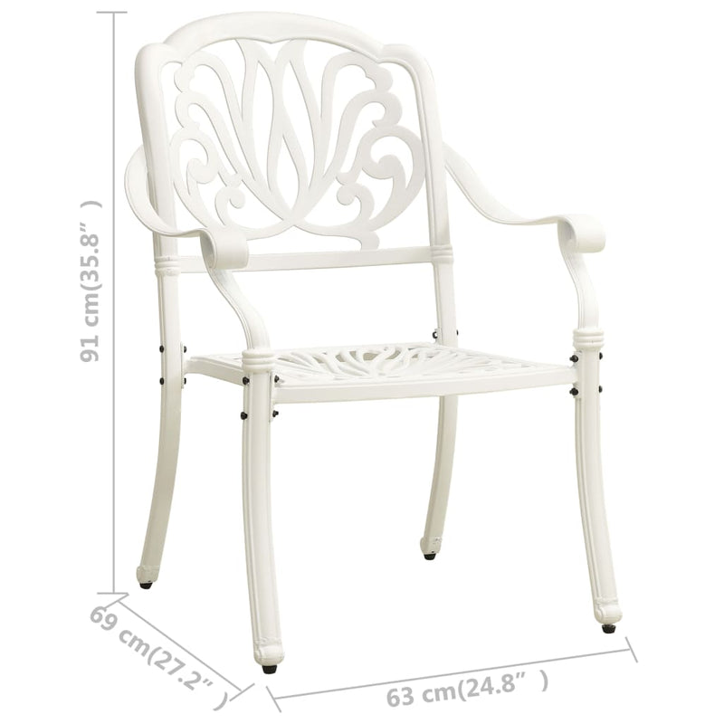 Garden Chairs 2 pcs Cast Aluminium White