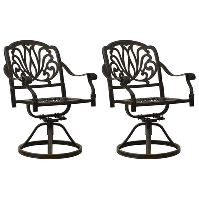 Swivel Garden Chairs 2 pcs Cast Aluminium Bronze