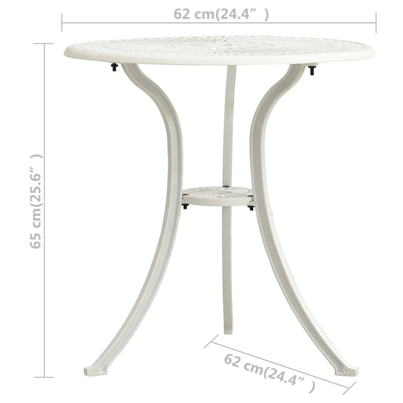 Garden Table White 62x62x65 cm Cast Aluminium