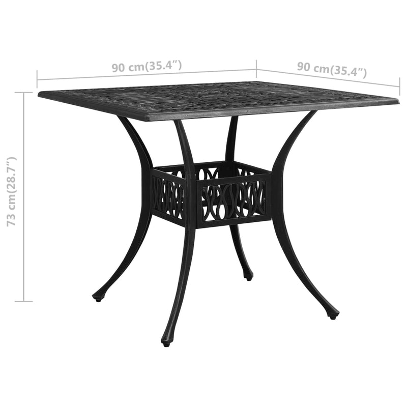 Garden Table Black 90x90x73 cm Cast Aluminium