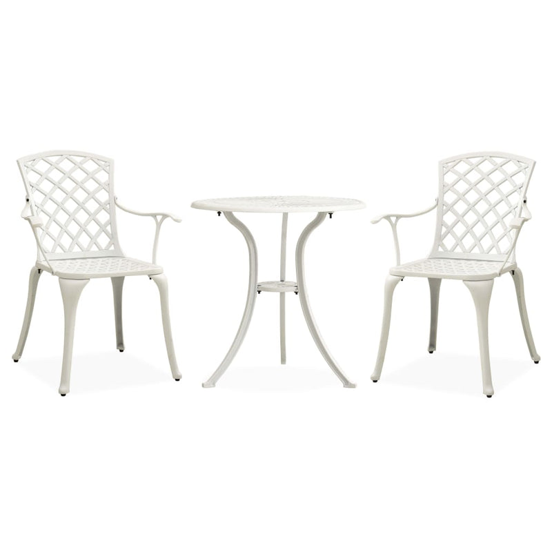 3 Piece Bistro Set Cast Aluminium White