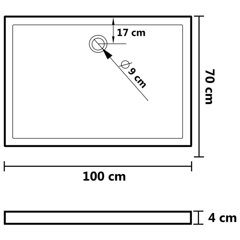 Rectangular ABS Shower Base Tray White 70x100 cm