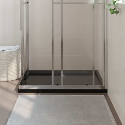 Rectangular ABS Shower Base Tray Black 80x100 cm