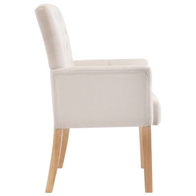 Dining Chairs with Armrests 2 pcs Beige Fabric