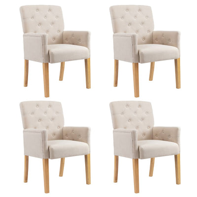 Dining Chairs with Armrests 4 pcs Beige Fabric