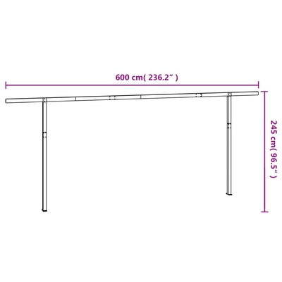 Awning Post Set Anthracite 600x245 cm Iron