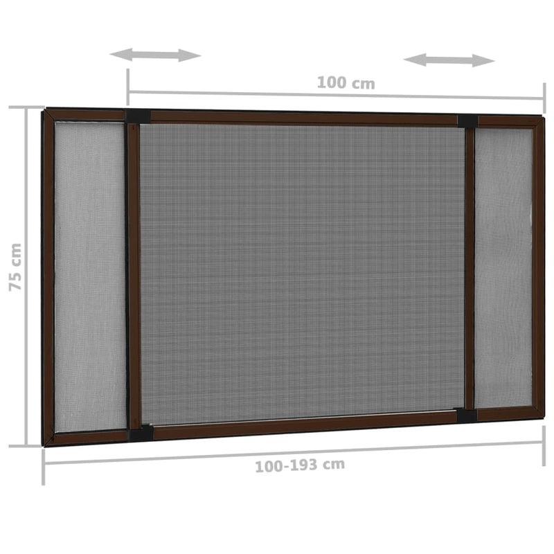 Extendable Insect Screen for Windows Brown (100-193)x75 cm