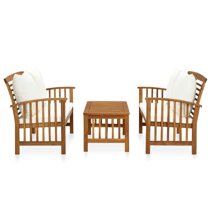 3 Piece Garden Lounge Set with Cushions Solid Acacia Wood