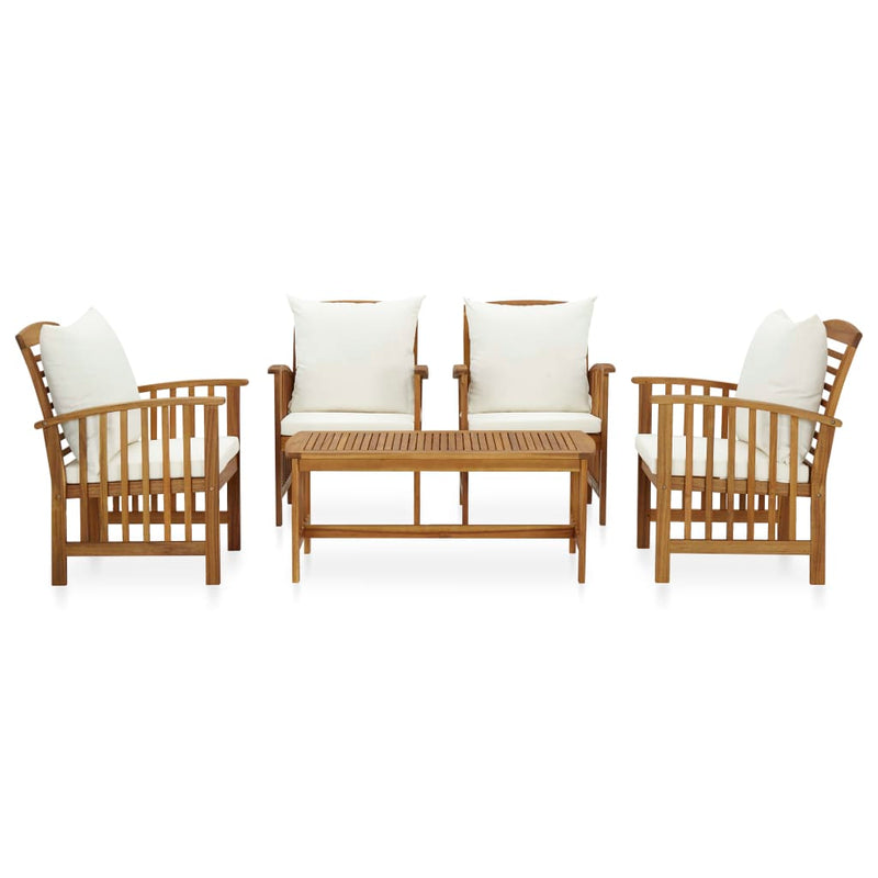 5 Piece Garden Lounge Set with Cushions Solid Acacia Wood (310255+2x310257)