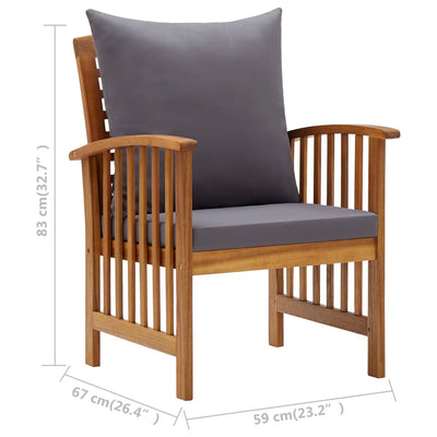 5 Piece Garden Lounge Set with Cushions Solid Acacia Wood (310258+310261+310264)