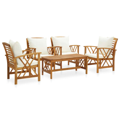 5 Piece Garden Lounge Set with Cushions Solid Acacia Wood