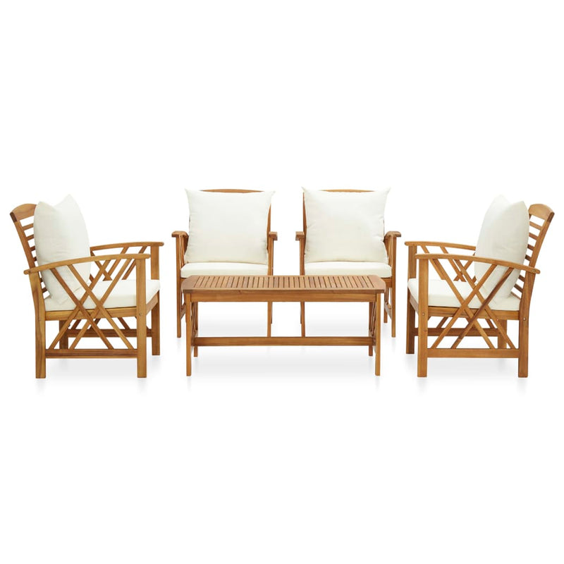 5 Piece Garden Lounge Set with Cushions Solid Acacia Wood