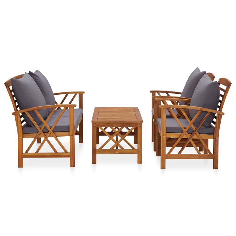 4 Piece Garden Lounge Set with Cushions Solid Acacia Wood