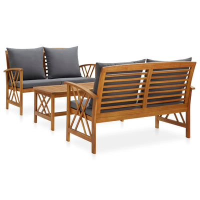 3 Piece Garden Lounge Set with Cushions Solid Acacia Wood