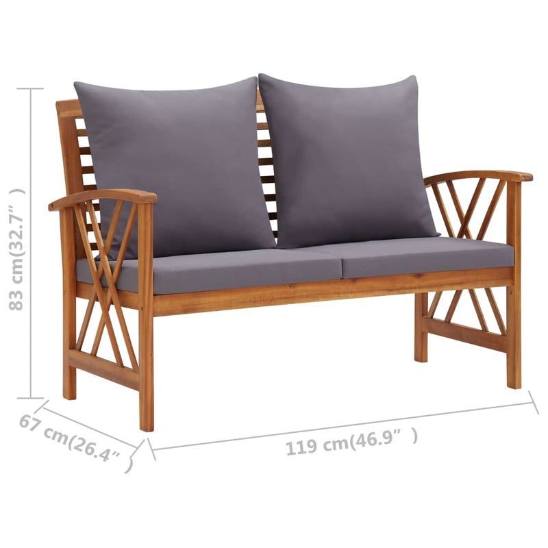 3 Piece Garden Lounge Set with Cushions Solid Acacia Wood