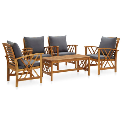 5 Piece Garden Lounge Set with Cushions Solid Acacia Wood