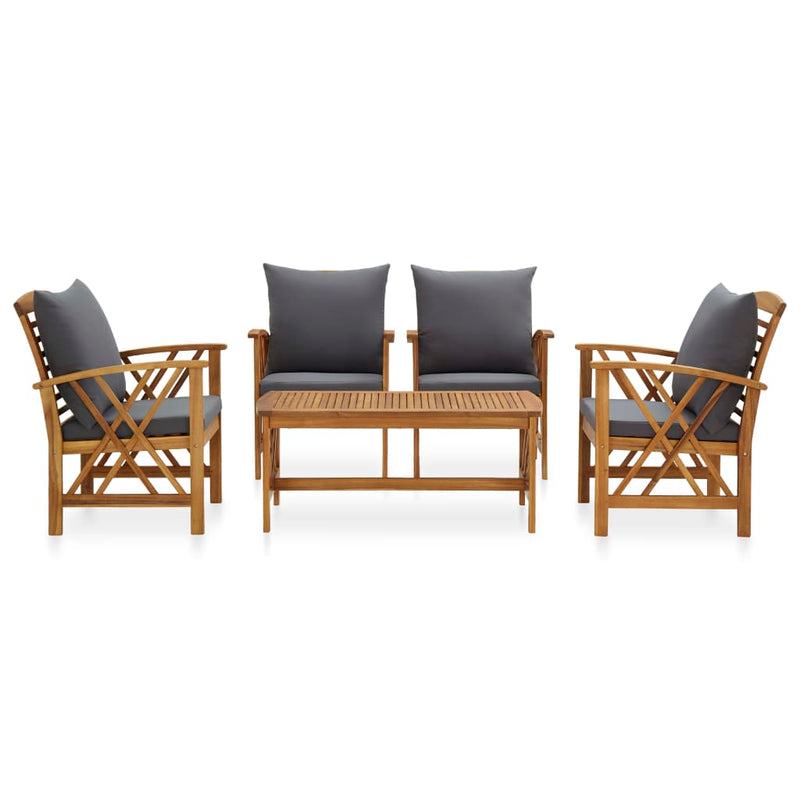 5 Piece Garden Lounge Set with Cushions Solid Acacia Wood