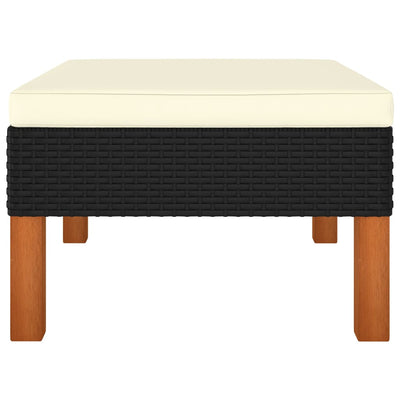 Footstool Poly Rattan and Solid Eucalyptus Wood