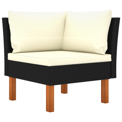 Corner Sofa Poly Rattan and Solid Eucalyptus Wood