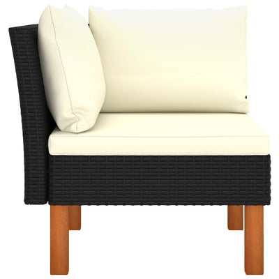 Corner Sofa Poly Rattan and Solid Eucalyptus Wood