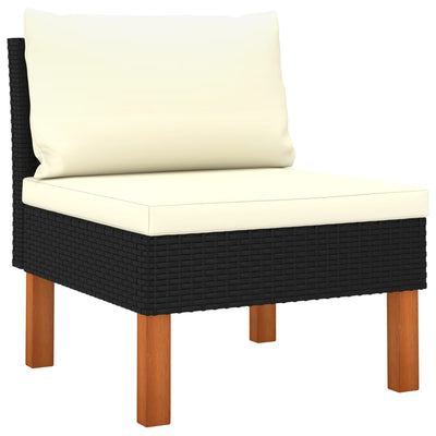 Middle Sofas 2 pcs Poly Rattan and Solid Eucalyptus Wood