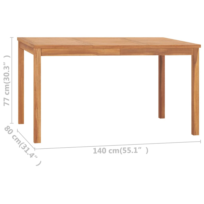 Garden Dining Table 140x80x77 cm Solid Teak Wood