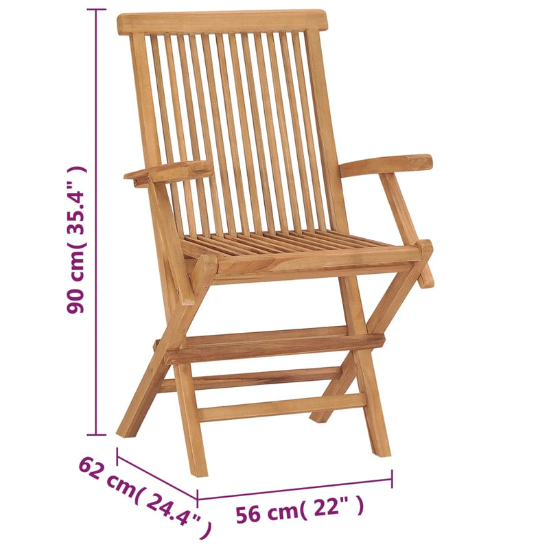 Folding Garden Chairs 2 pcs Solid Wood Teak